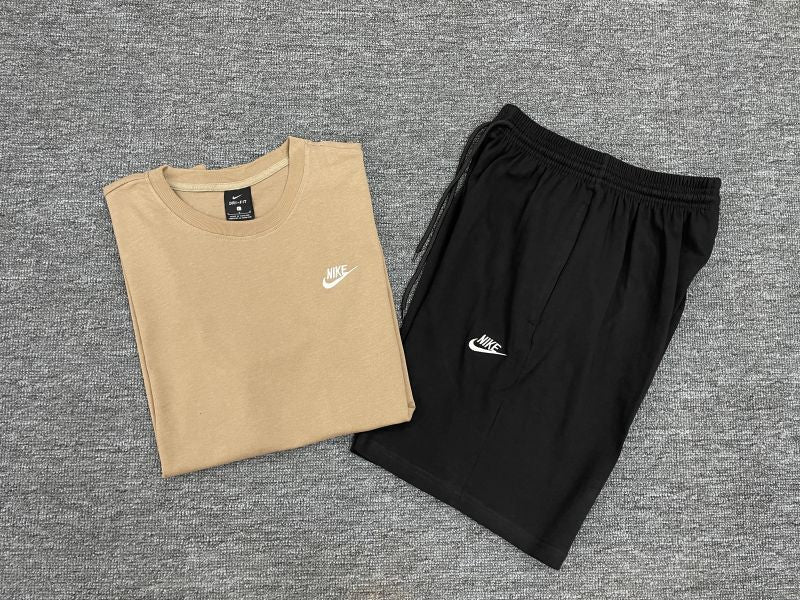 Kit Camisa e Short Nike Fleece Bege e Preto